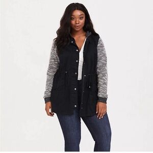Torrid Black and Gray Utility Jacket